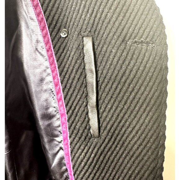 Danier Womens Wool Italian Leather Coat Ribbed Asymmetrical Button Up Lined S - Picture 9 of 16